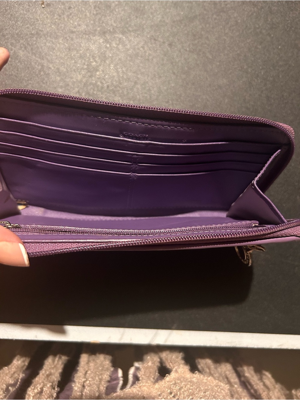Coach Purple Leather Zip-Around Wallet